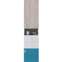 REGALKOMBINATION Spuki in Weiß, Eiche & Meerblau – Regalschrank groß - Weiß, Holzwerkstoff (80/200/120cm)