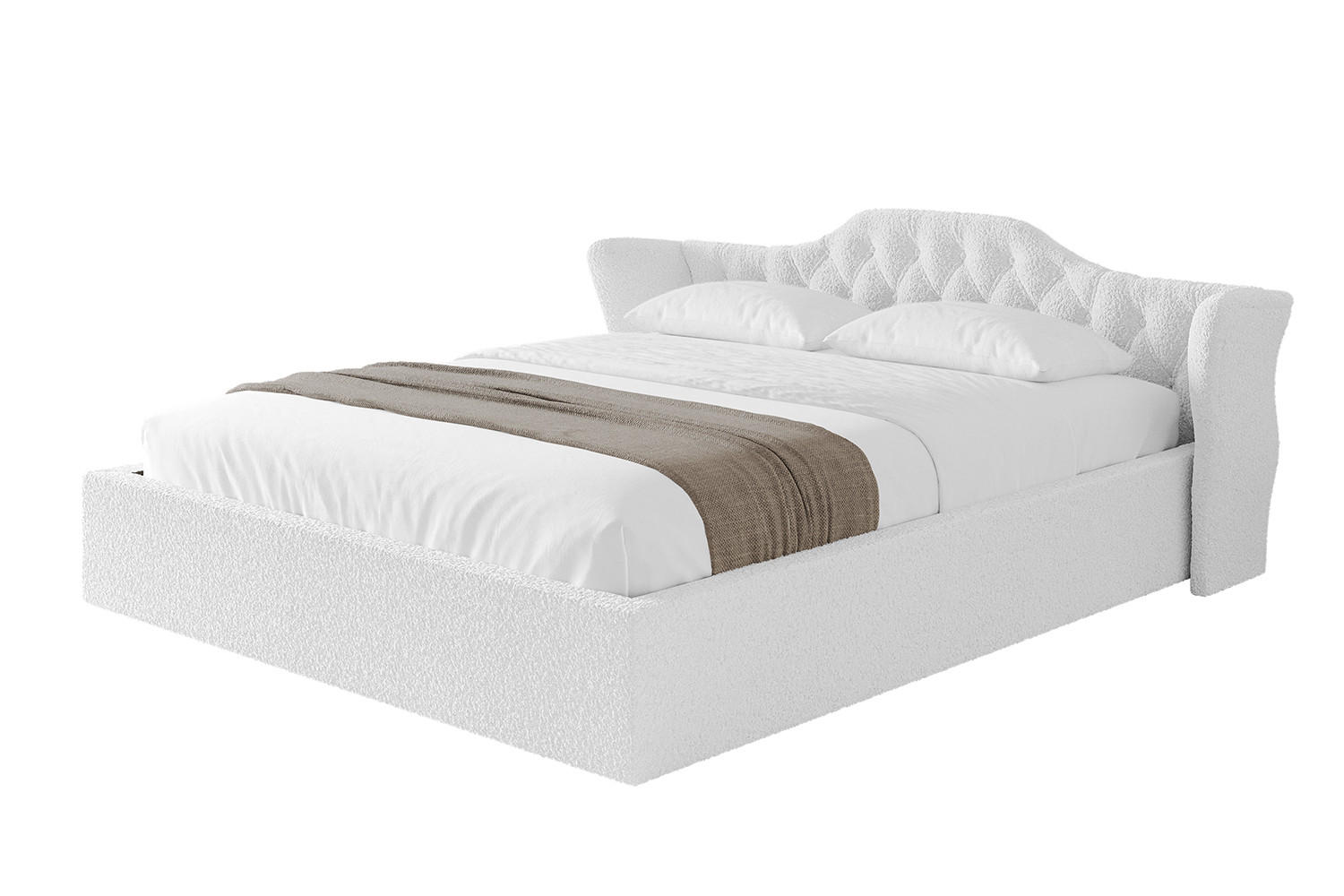 POLSTERBETT mit Bettkasten und Lattenrost, Boxbett ohne Matratze - ZORAN-V1 120x200 Weiß - Weiß, Holzwerkstoff/Textil (120/200cm) - ALTDECOR