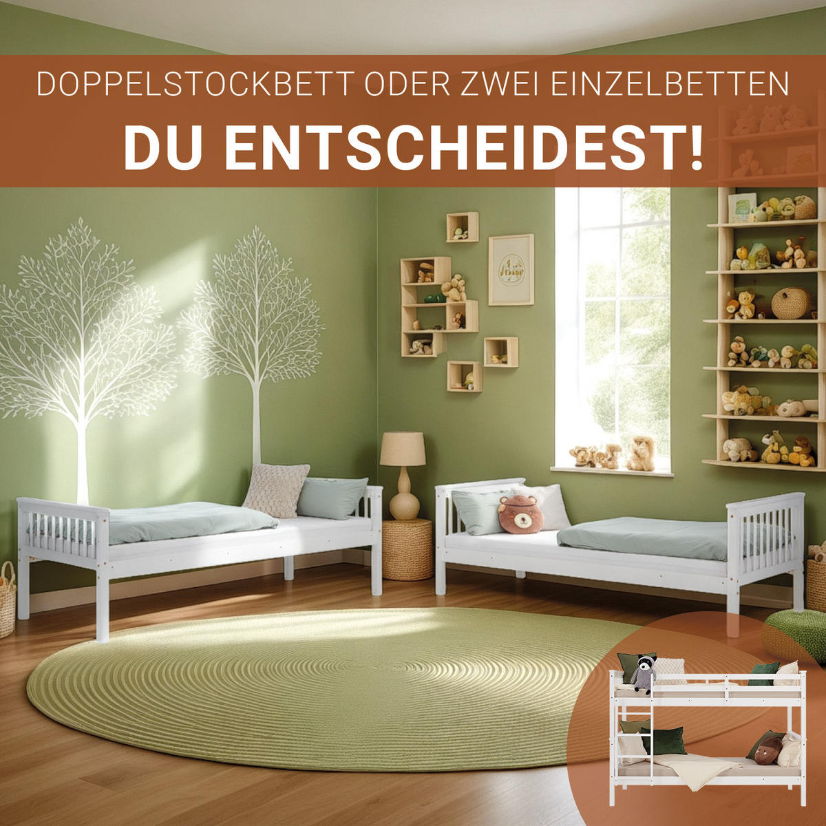 ETAGENBETT mit Lattenrost 90/200 cm Weiß - Weiß, Holz (90/200cm) - Homestyle4u