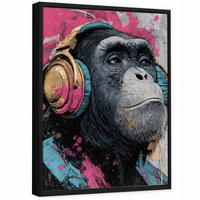 BILDER mit Rahmen Graffiti Affe Rosa 40x60 cm - Multicolor, Holzwerkstoff (40/60cm) - Wallarena