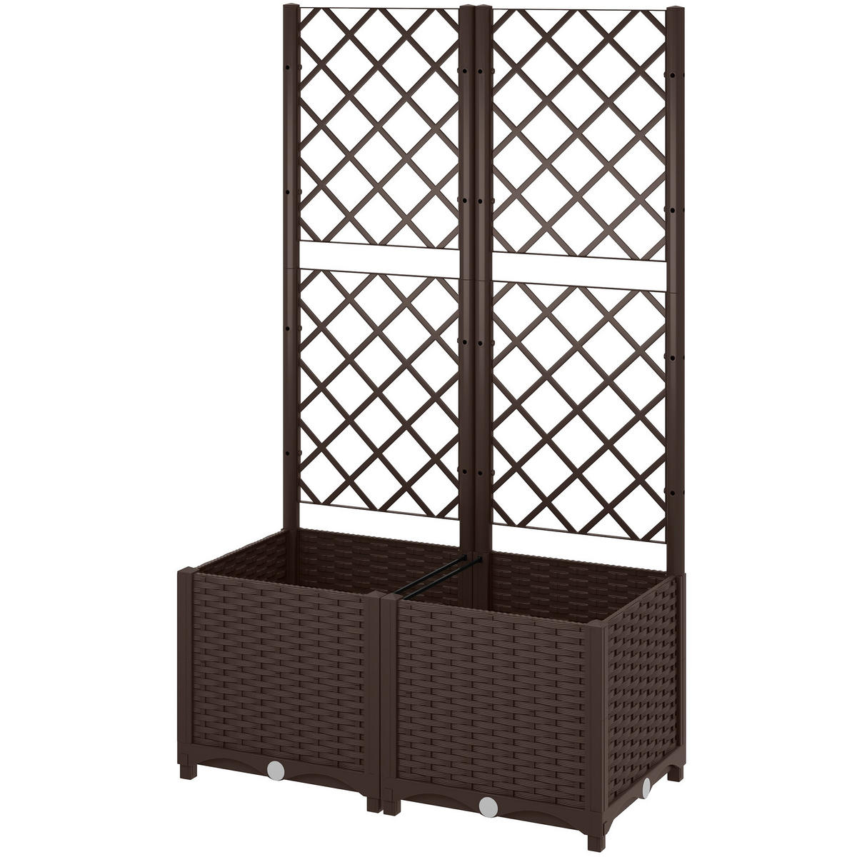 HOCHBEET DE-12209 mit Rankgitter 80/40/135 cm mit 6 Drainagelöchern Braun - Braun, Kunststoff (80/135/40cm) - ComfortXL