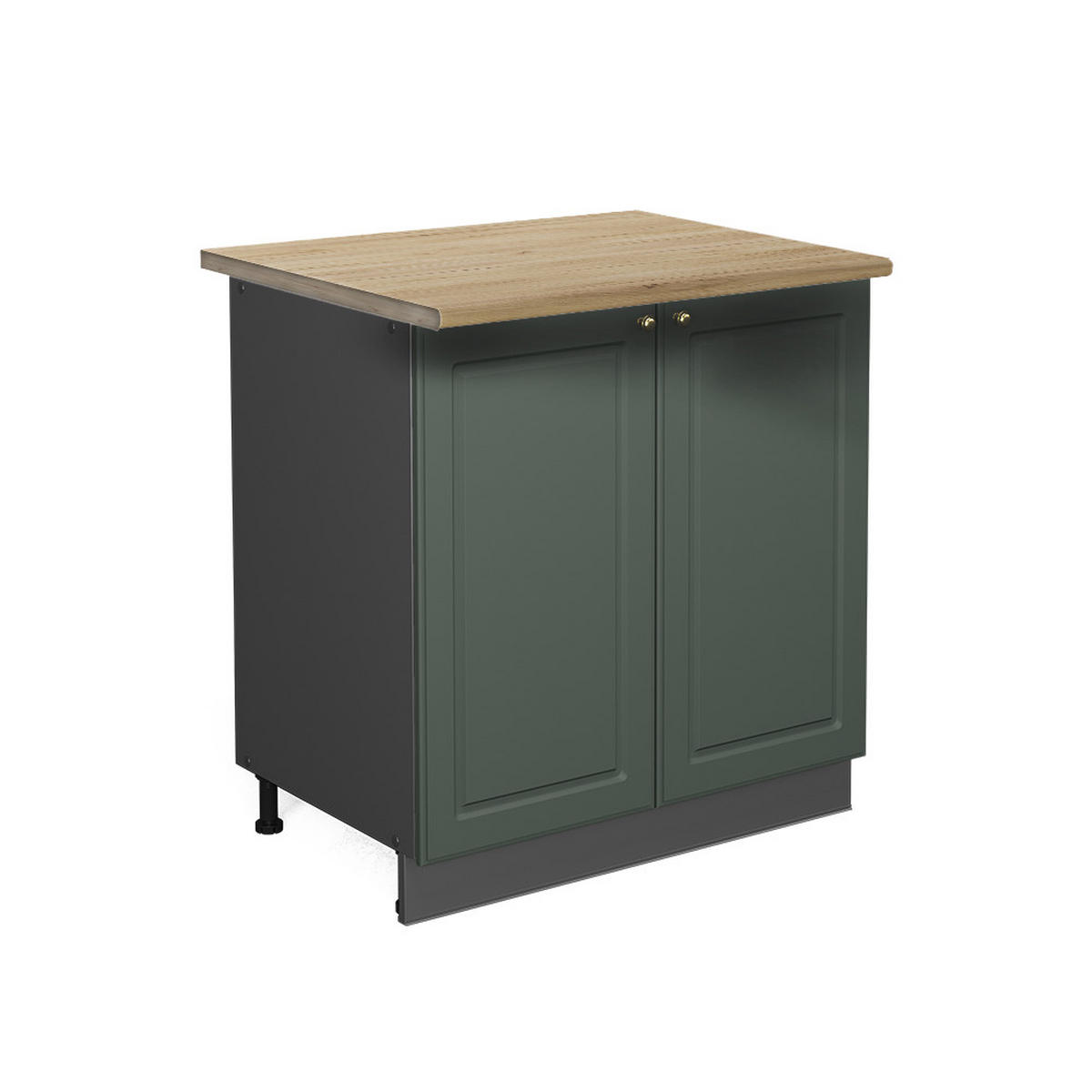 SPÜLENUNTERSCHRANK Fame-Line Grün-Gold Landhaus 80 cm mit Regal AP Eiche - Anthrazit/Grün, Holzwerkstoff (80/82/60cm) - Vicco