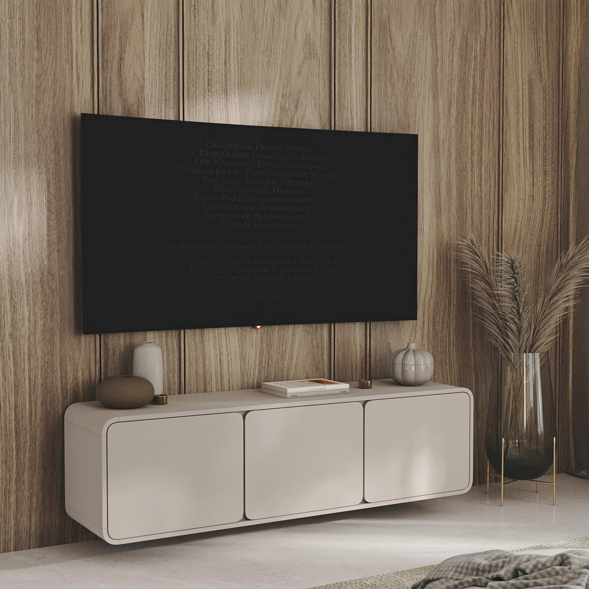 TV-LOWBOARD hängend Lummo 3-türig, Kaschmir, 156 cm - Kaschmir, Holzwerkstoff/Metall (156/42/39cm) - Selsey