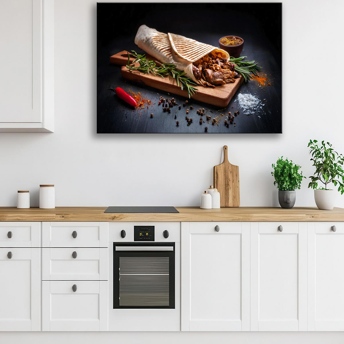 WANDBILD kebab kebap gewürze für die küche - Schwarz, Textil (60/40cm) - Feeby