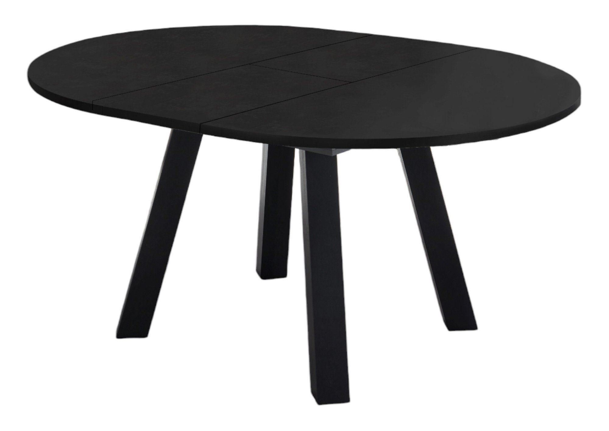 ESSTISCH Rund ausziehbar Edda 3 110 x 110 x 78 Küchentisch Schwarzstahl - Grau, Holz (110/110/78cm) - 58aufmkessel