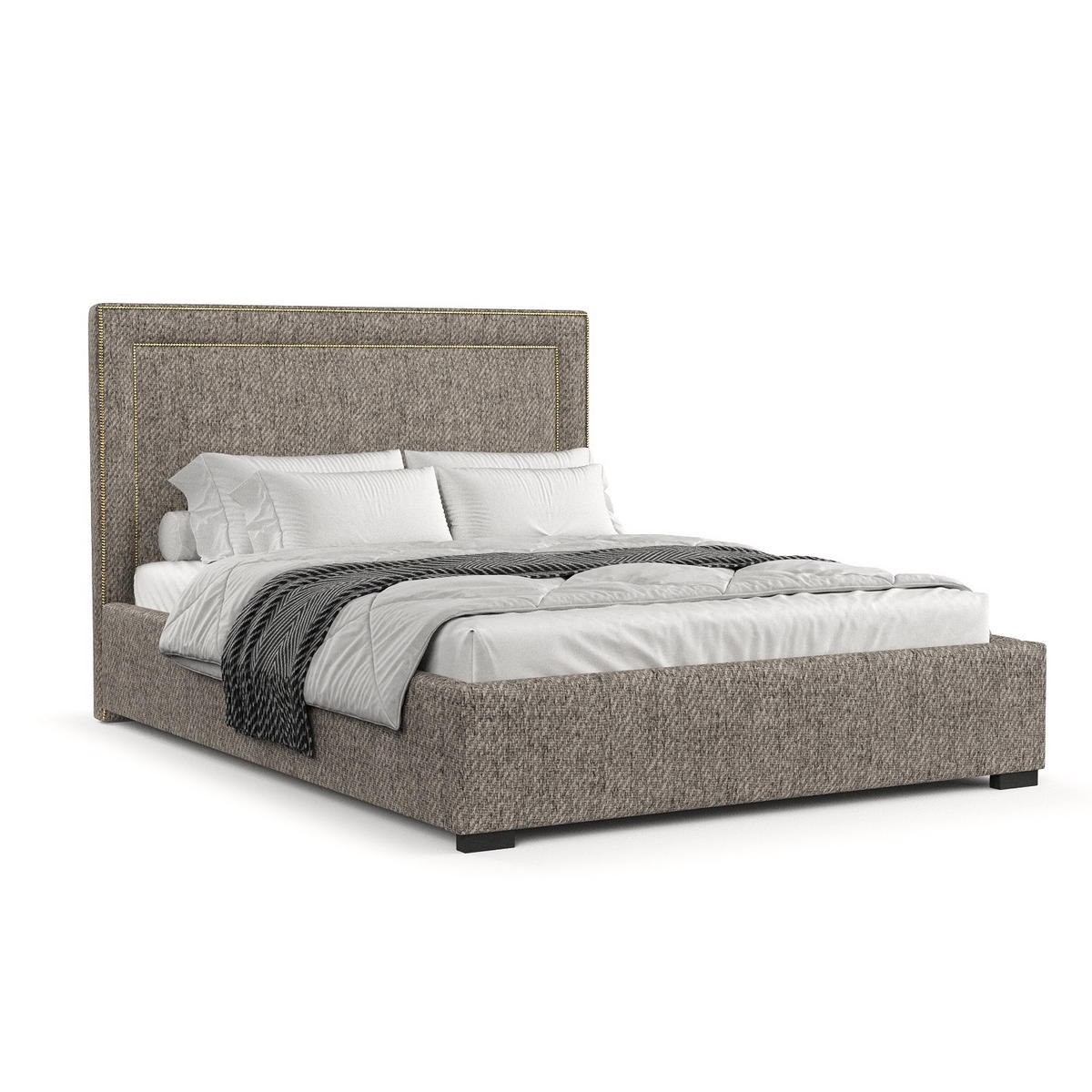 POLSTERBETT Como Brown 140/200 cm im Webstoff - Schwarz/Naturfarben, Holz/Holzwerkstoff (140/200cm) - Maison de Reve