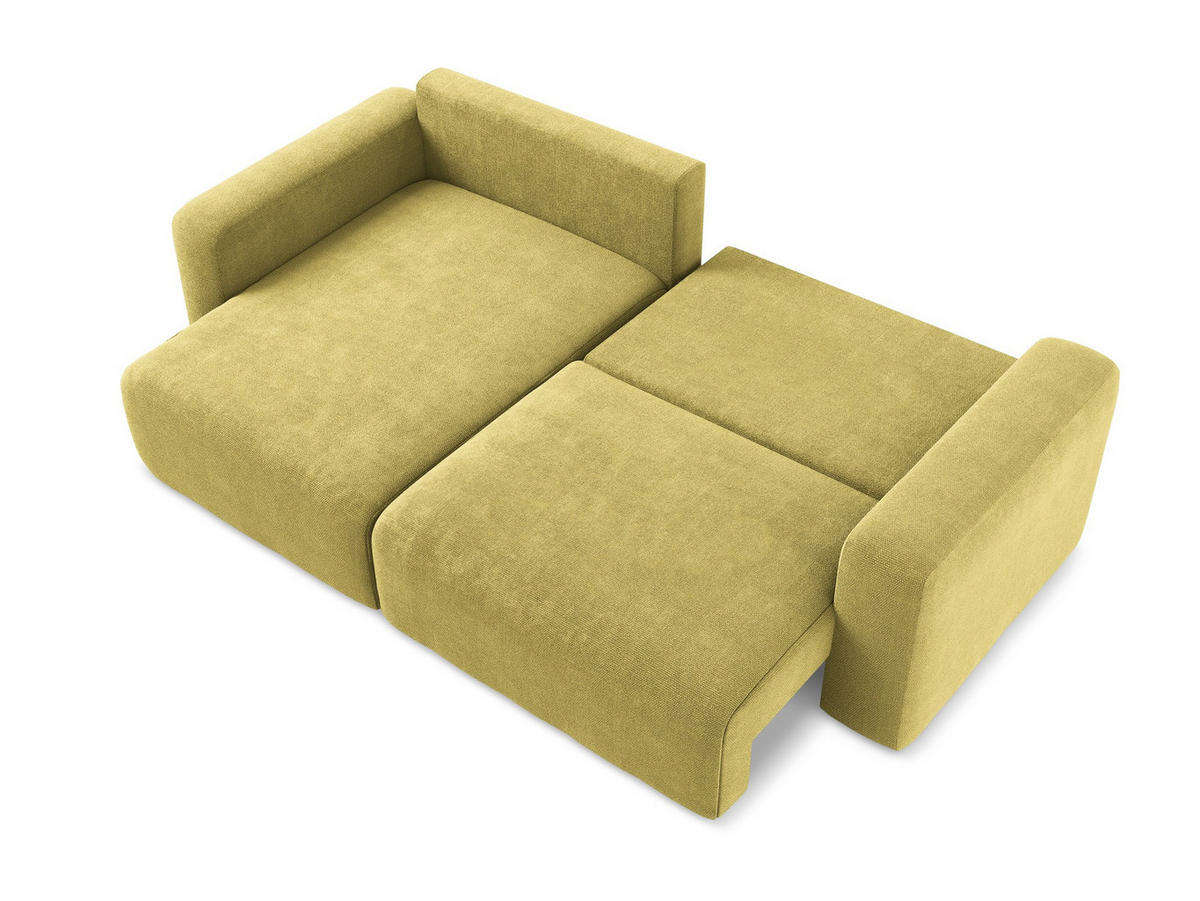 ECKSOFA mit Schlaffunktion links Chenille Stoff Grün - Limette/Schwarz, Kunststoff/Textil (149/244cm) - Makamii