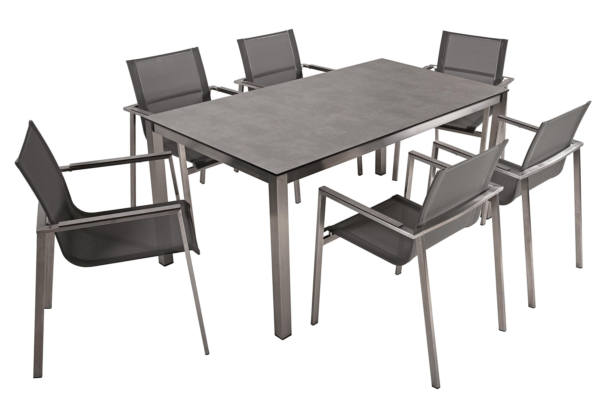 GARTEN-SITZGRUPPE Gunnar 7-teilig Gartenmöbel-Set - Grau, Kunststoff - DELUKE