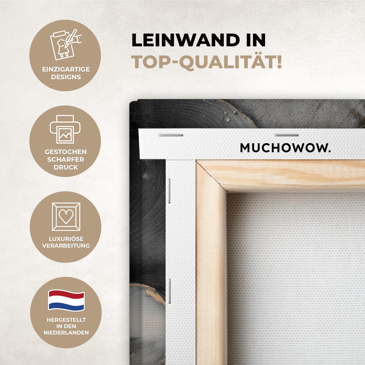 LEINWANDBILD Grau - Luxus - Gold - Marmor Wandbild Wohnzimmer 50x50 cm - Dunkelgrau, Textil (50/50cm) - MuchoWow