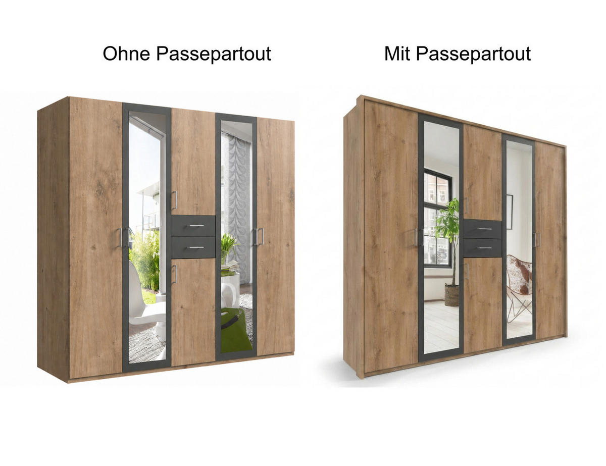 PASSEPARTOUTRAHMEN zum Kleiderschrank 22592, B228/H211/T58 cm, Abschlussrahmen in Eiche Dekor / 22592-01 - Eichefarben, Holzwerkstoff (228/211/12cm) - luma-home