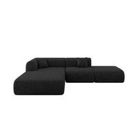 ECKSOFA Ottomane Links OVLY-L 289x176x71 Schwarz Chenille - Schwarz, Holzwerkstoff/Kunststoff (176/289cm) - ALTDECOR