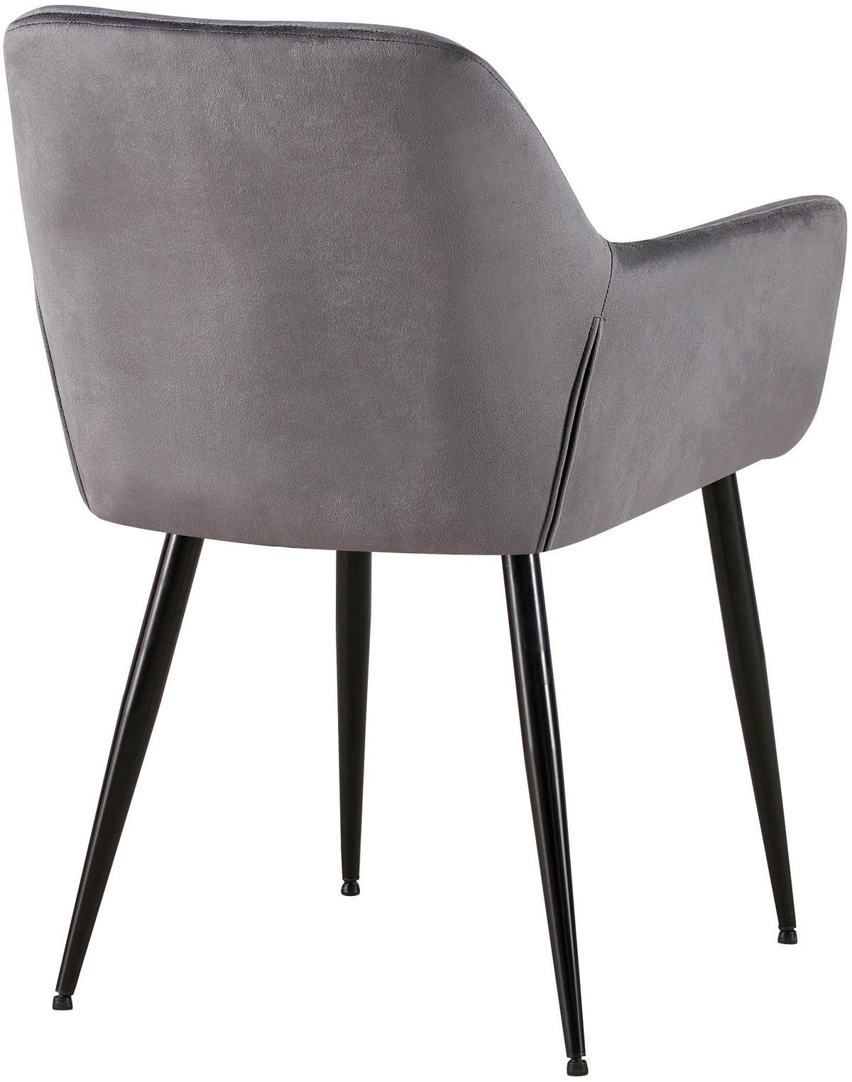 ARMLEHNENSTUHL Samt grau - Schwarz/Grau, Textil/Metall (56.5/84/61cm) - CLP