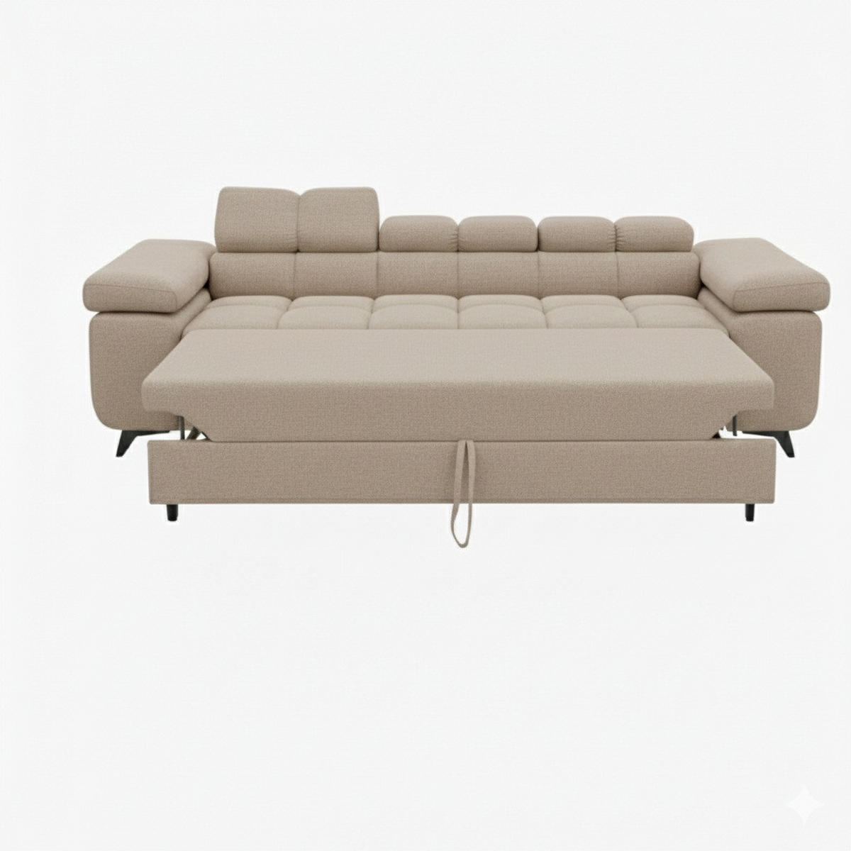 SCHLAFSOFA FJORD, 2-sitzer, verstellbarer Kopfstütze, beige - Beige, Textil (260/90/97cm) - KS Home Concept