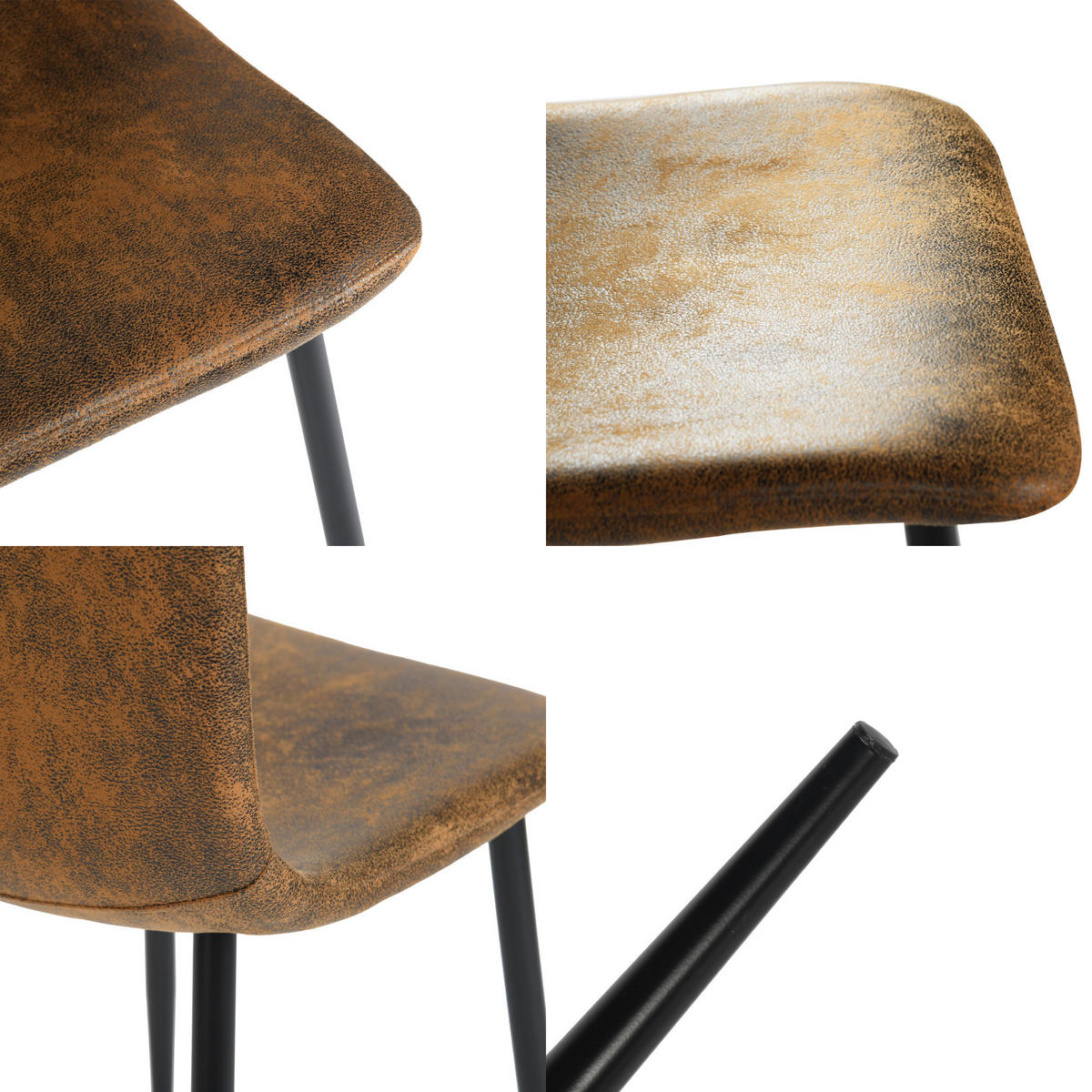 ESSTISCH SET Marmoroptik Weiß mit 4 Stühlen Wildlederoptik Braun - Braun, Holzwerkstoff (117/75/68cm) - Urban Meuble