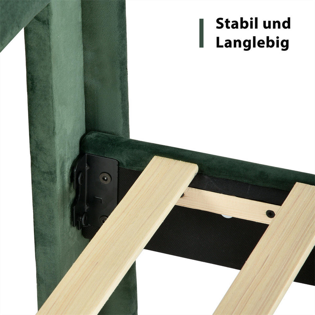 POLSTERBETT 90/200 cm in Grün Leinen - Grün, Holz/Textil (90/200cm) - KOMHTOM