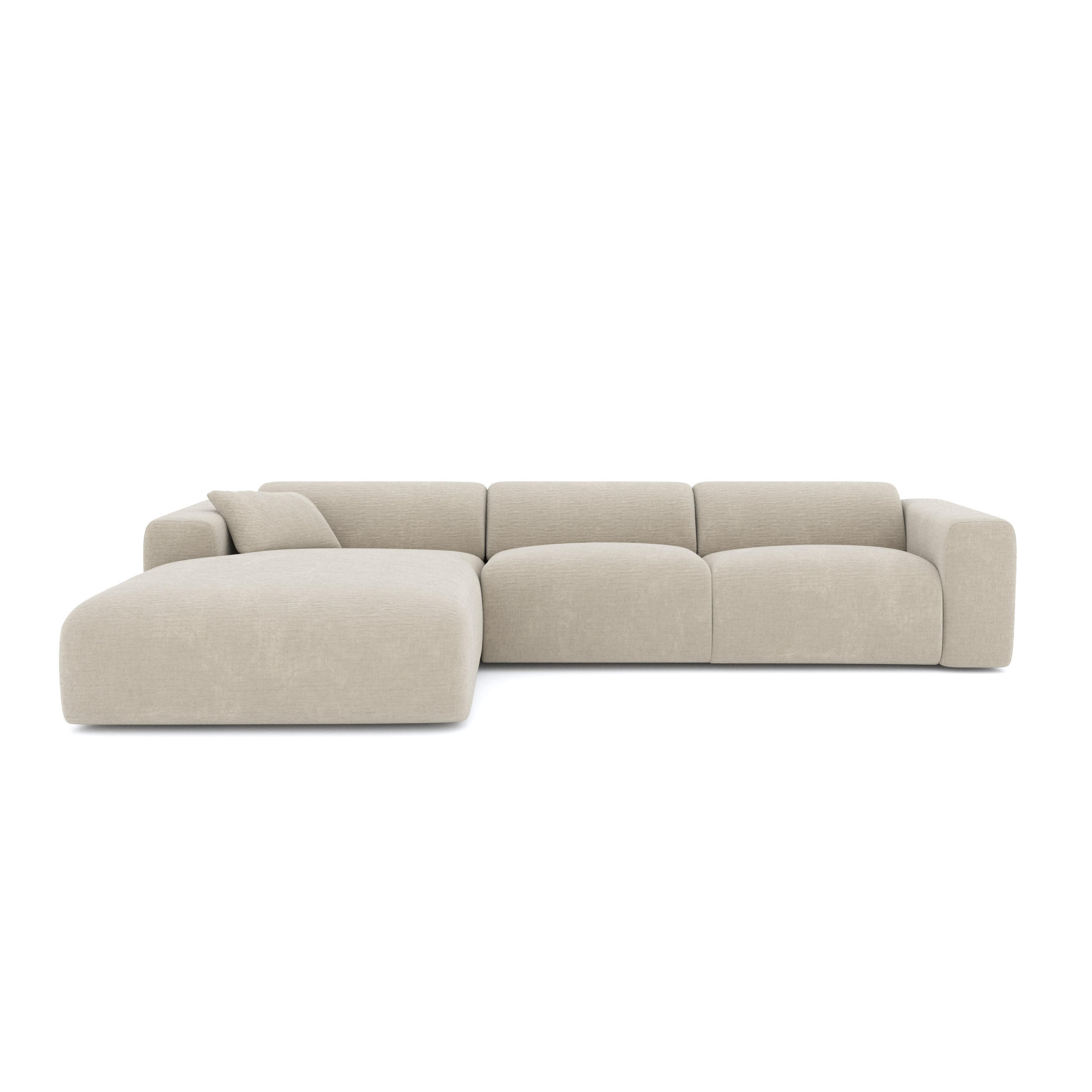 ECKSOFA LINKS Texturierter Samt Beige 280cm - Beige, Textil (95/280cm) - Sia Home