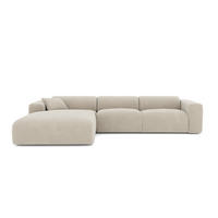 ECKSOFA LINKS Texturierter Samt Beige 280cm - Beige, Textil (95/280cm) - Sia Home