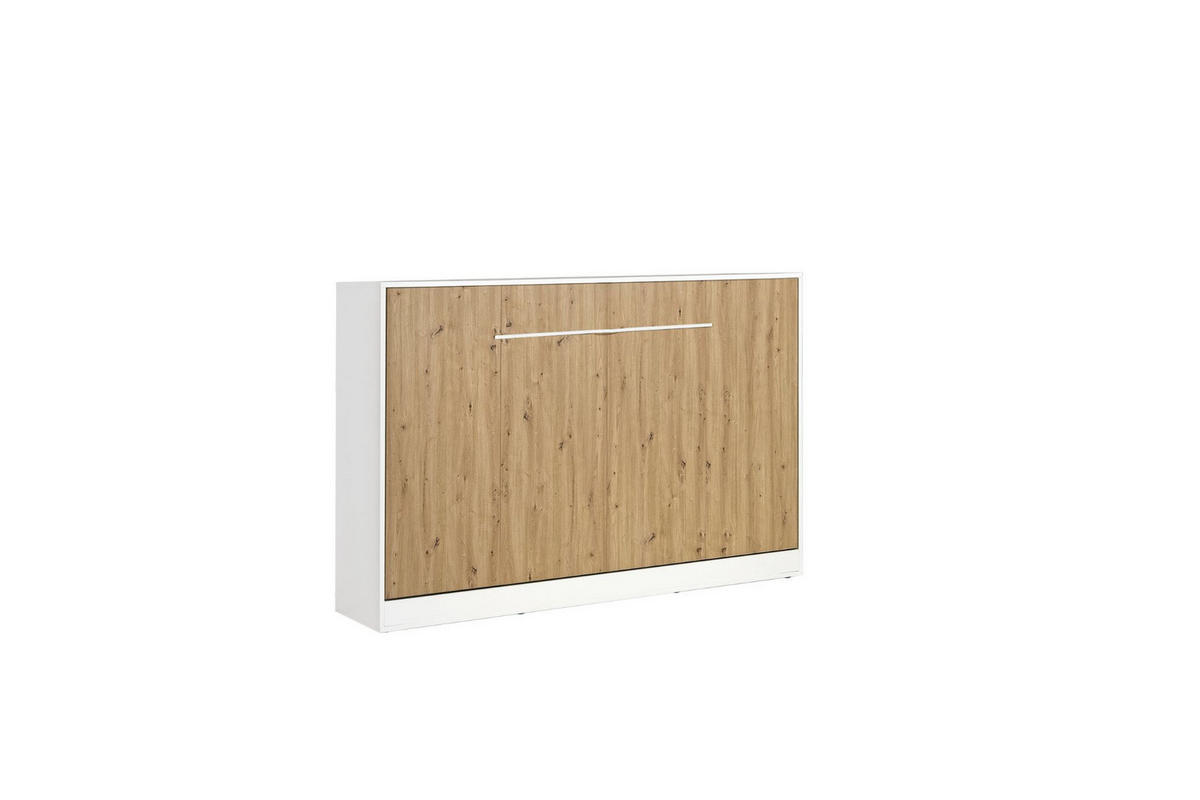 SCHRANKBETT Perfekt 120x200 Ein Horizontales Vereint Mit Matratze Eiche + Weiß - Eichefarben/Weiß, Holz (120/200cm) - Kaiser Möbel