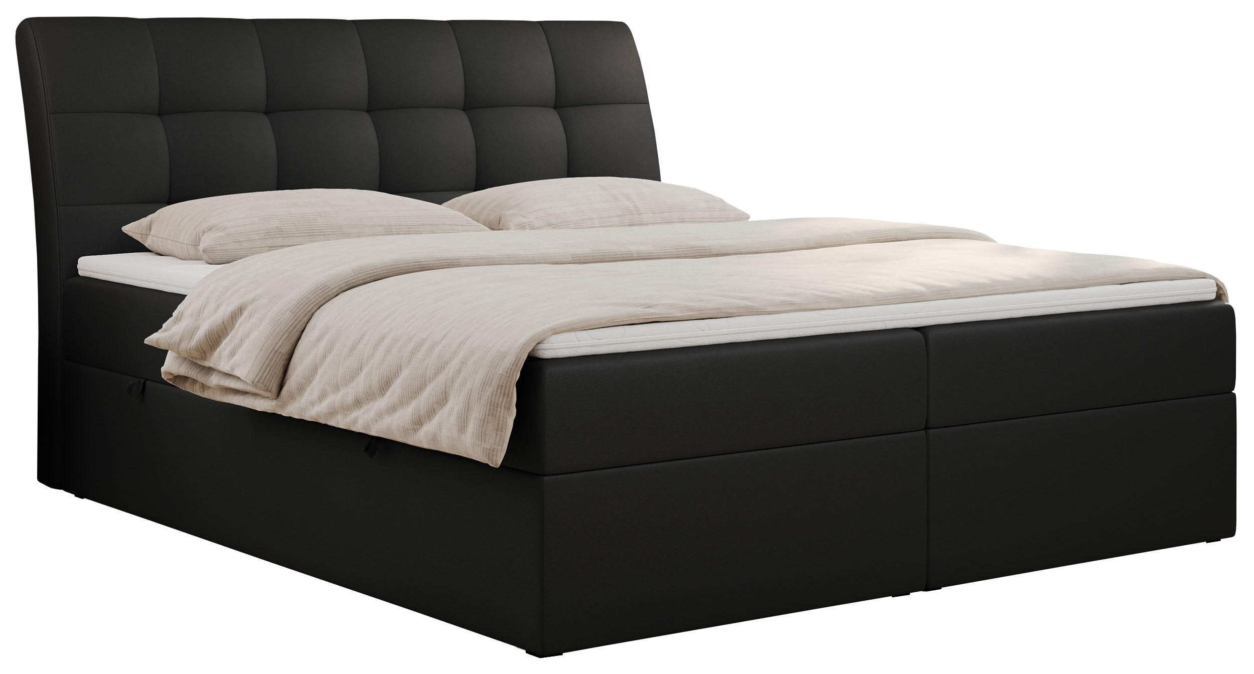 BOXBETT DIEGOS 120/200 Schwarz Kunstleder - H3 - Schwarz, Holz/Textil (120/200cm) - MKS