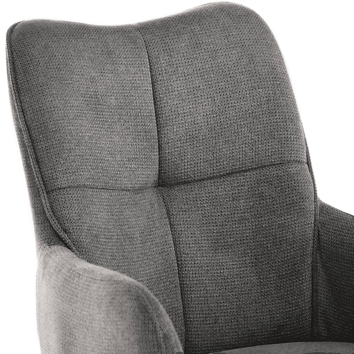 ARMLEHNENSTUHL Pecto mit Drehfunktion und schwarzem Metallgestell, Dunkelgrau - Dunkelgrau/Schwarz, Metall (43/93/55cm) - Beautysofa