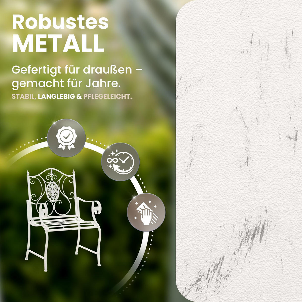 GARTENSTUHL Metall Weiß - Weiß, Metall (62/94/53cm) - CLP