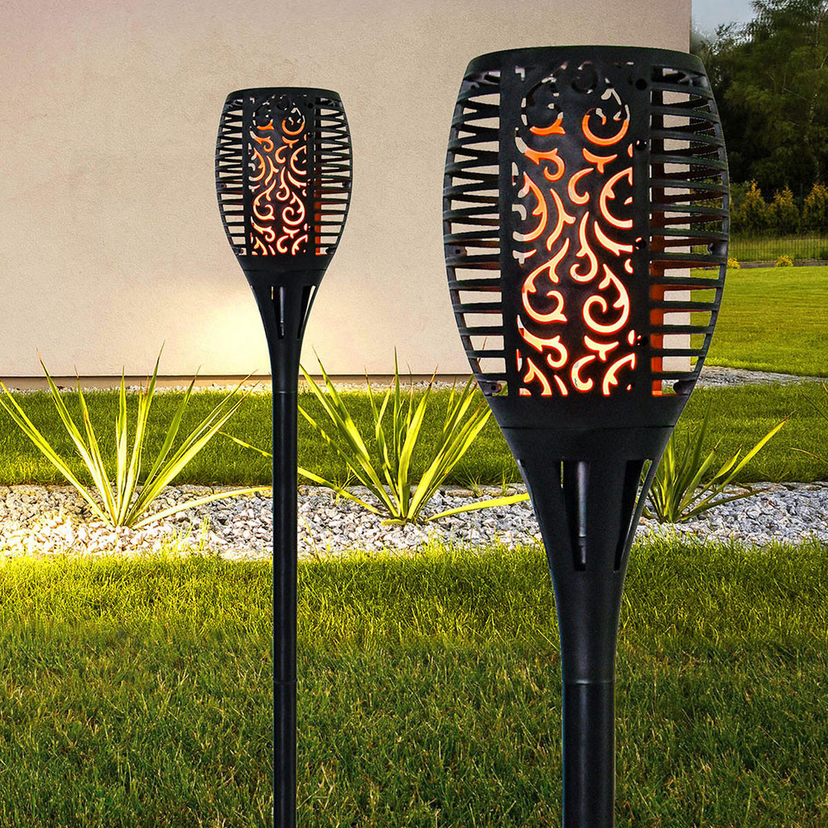 LED AUSSENLEUCHTE Fackel Schwarz - Schwarz, Kunststoff (12/12/97.5cm)