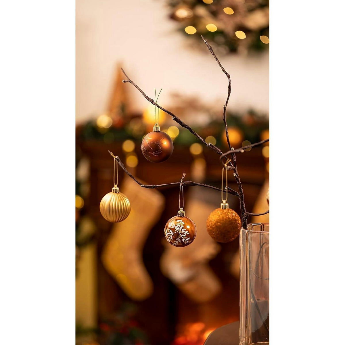 WEIHNACHTSKUGELN 9-teiliges Set 6 cm Kunststoff Kupfergold Bronze - Multicolor, Kunststoff (6/6/6cm)