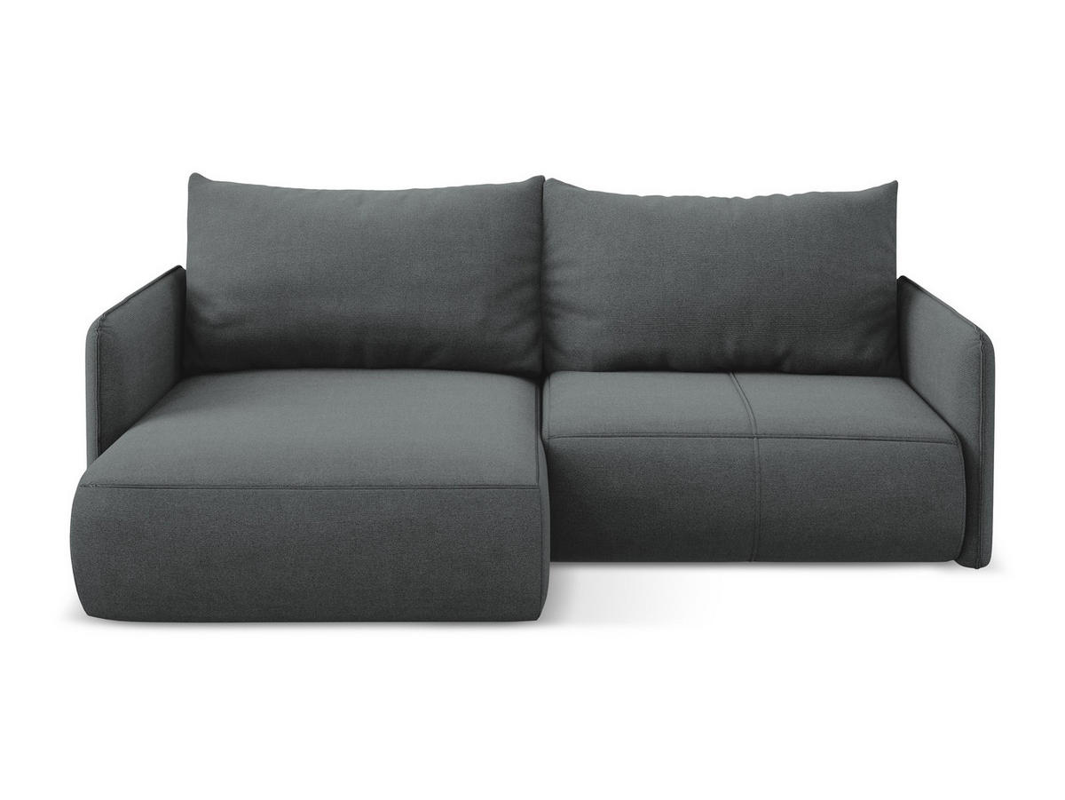 ECKSOFA mit Schlaffunktion Strukturstoff Stoff Grau - Schwarz/Grau, Kunststoff/Textil (148/207cm) - Makamii