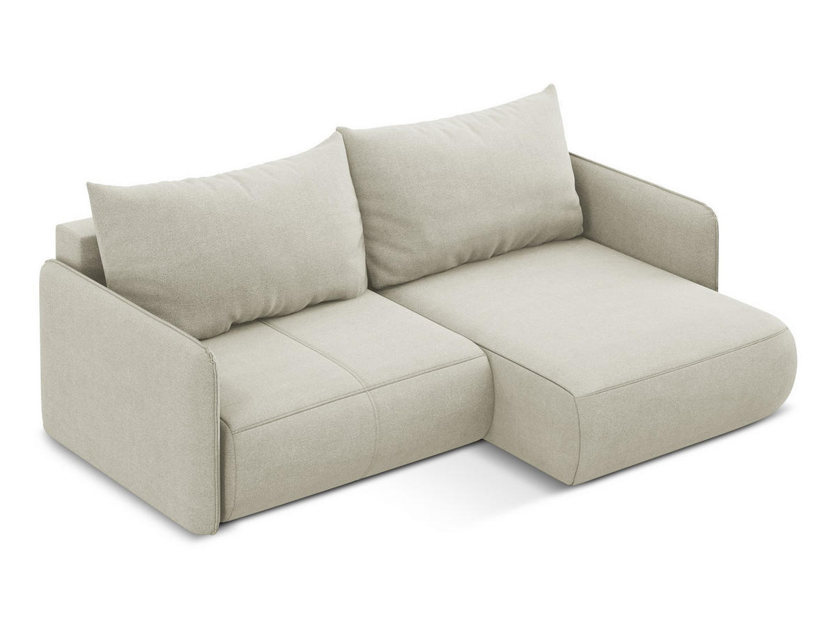ECKSOFA mit Schlaffunktion Strukturstoff Stoff Beige - Beige/Creme, Kunststoff/Textil (207/148cm) - Makamii