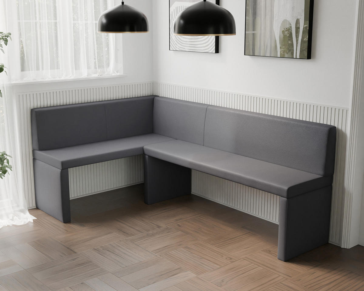 ECKBANK links OWEN Kunstleder, 142/196 cm Dunkelgrau - Dunkelgrau, Holz/Kunststoff (142/196cm) - Idohome