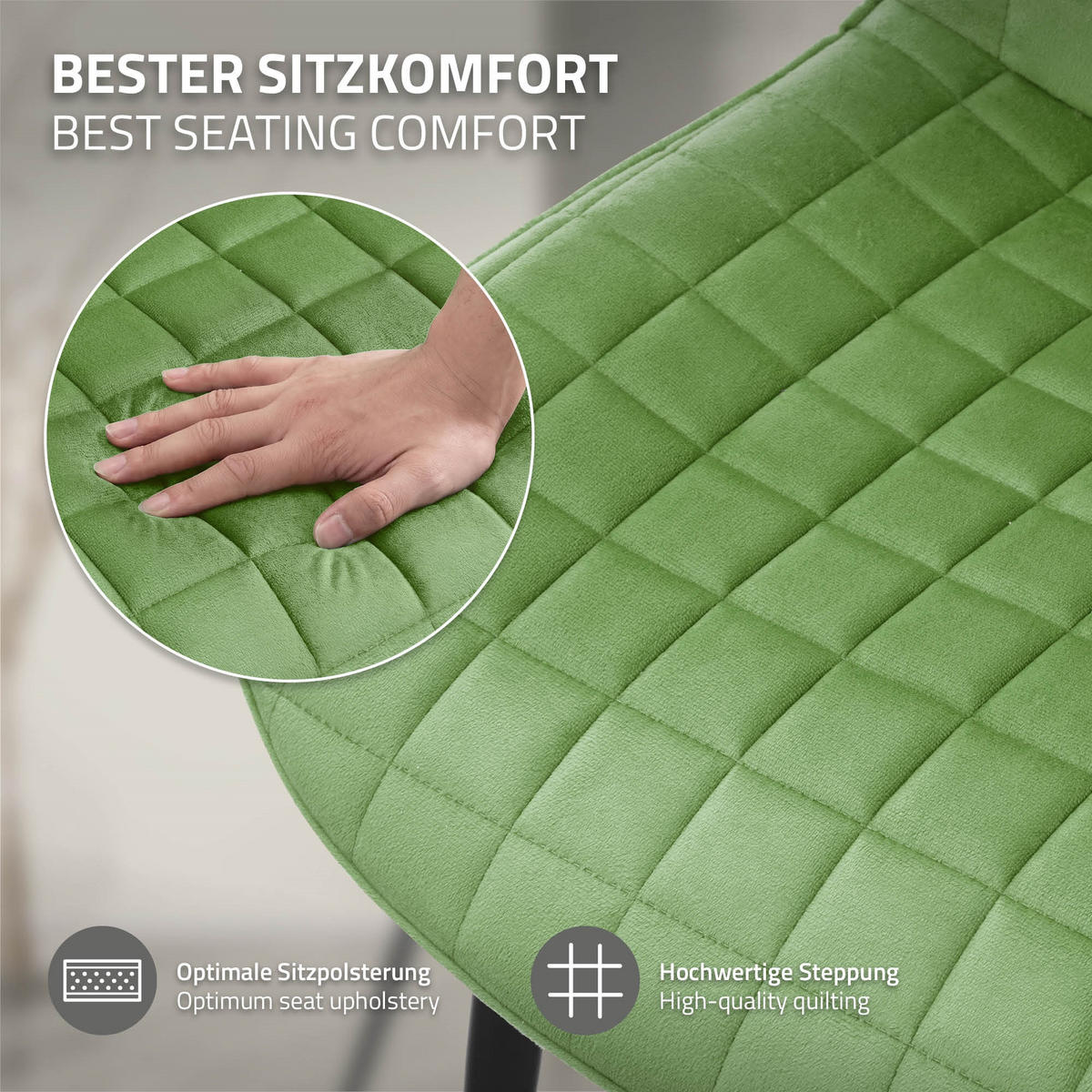 JÍDELNÍ ŽIDLE, SADA 4 KS, šalvějový samet - černá/šalvějově zelená, kov/textil (52/89/60cm) - ML-DESIGN