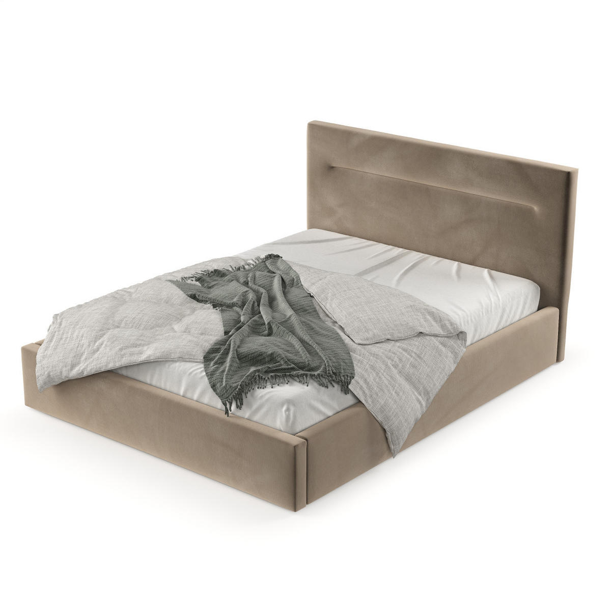 POLSTERBETT Liline 180/200 cm Taupe im Paros Stoff - Taupe/Schwarz, Holz/Holzwerkstoff (180/200cm) - AltaBeds