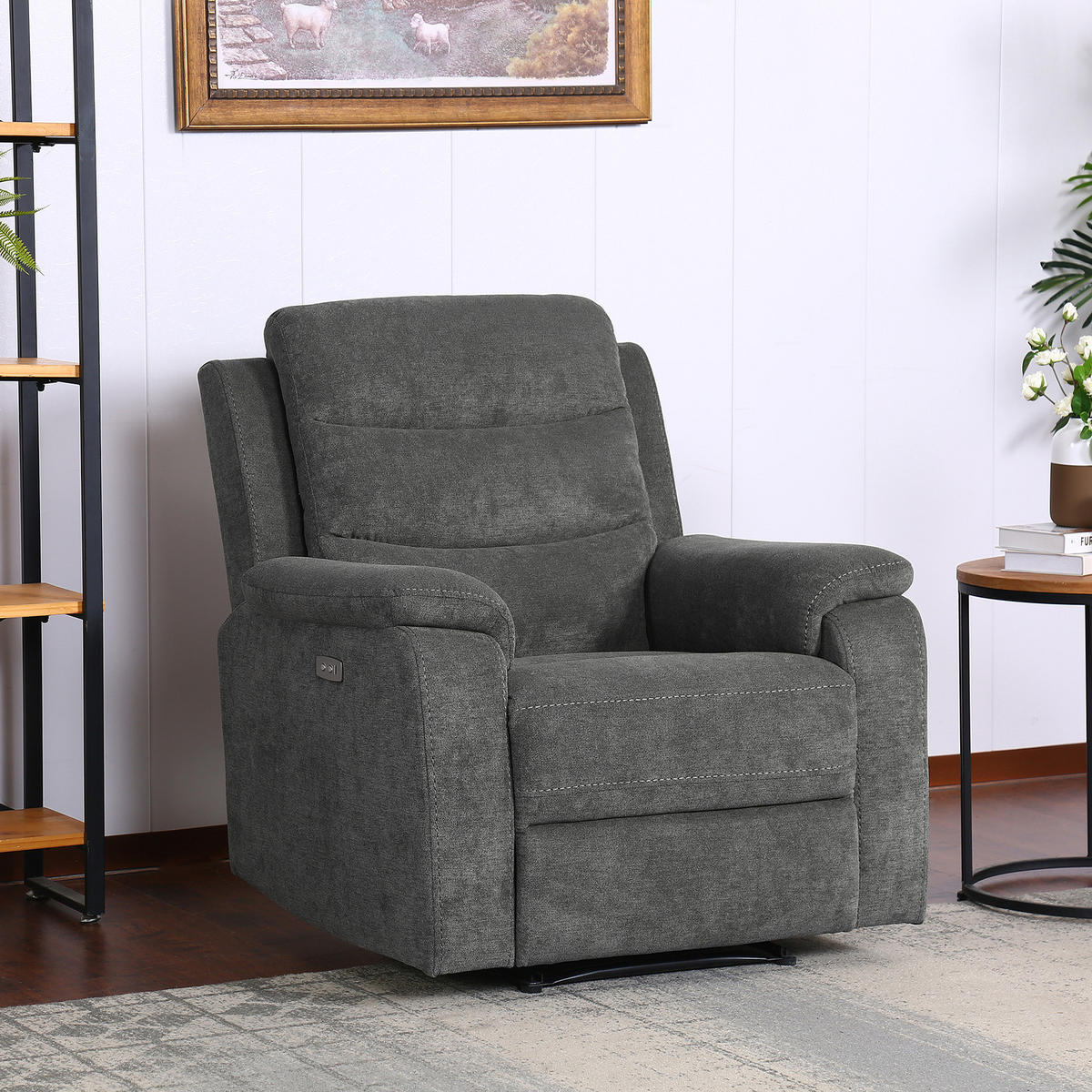 FERNSEHSESSEL - Grau - Microfaser - Eisen - 92 x 102 x 93 cm - Dunkelgrau/Schwarz, Kunststoff/Textil (92/102/93cm) - home24