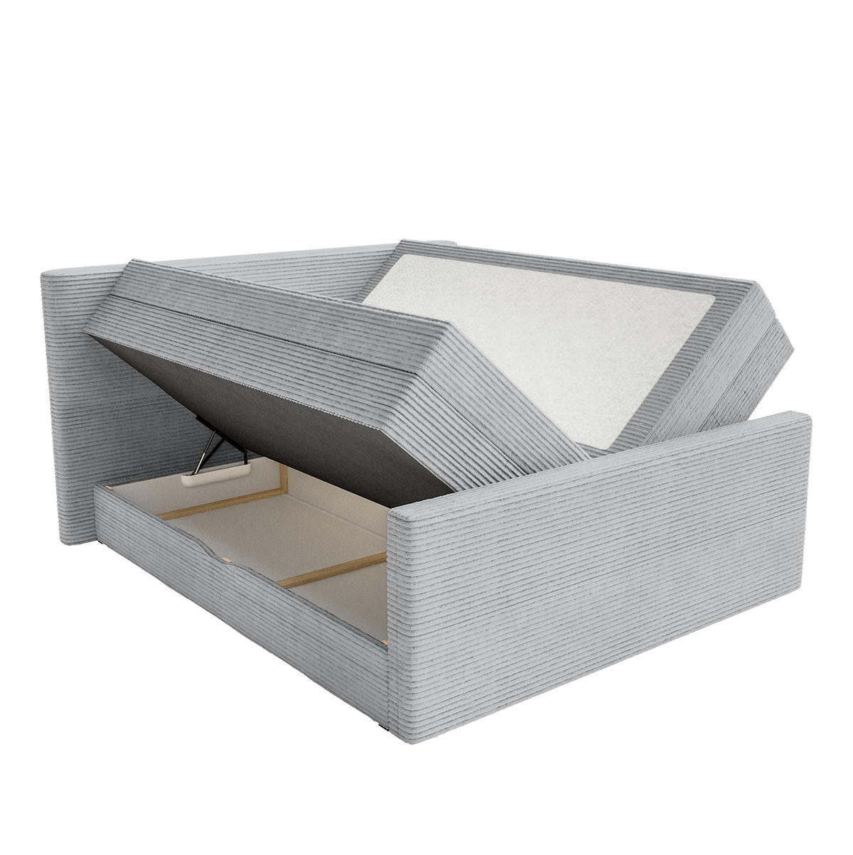 BOXSPRINGBETT Velipoja Cord 160x200 cm, Hellgrau - Hellgrau, Textil (160/200cm) - Fedve