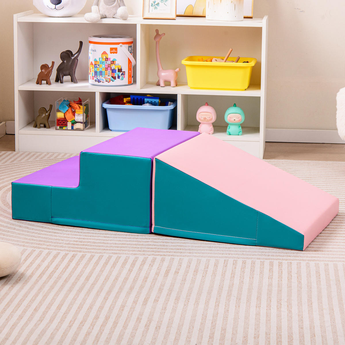 SOFTBAUSTEINE Lila(2er-Set) - Violett, Kunststoff (50/25/100cm) - COSTWAY