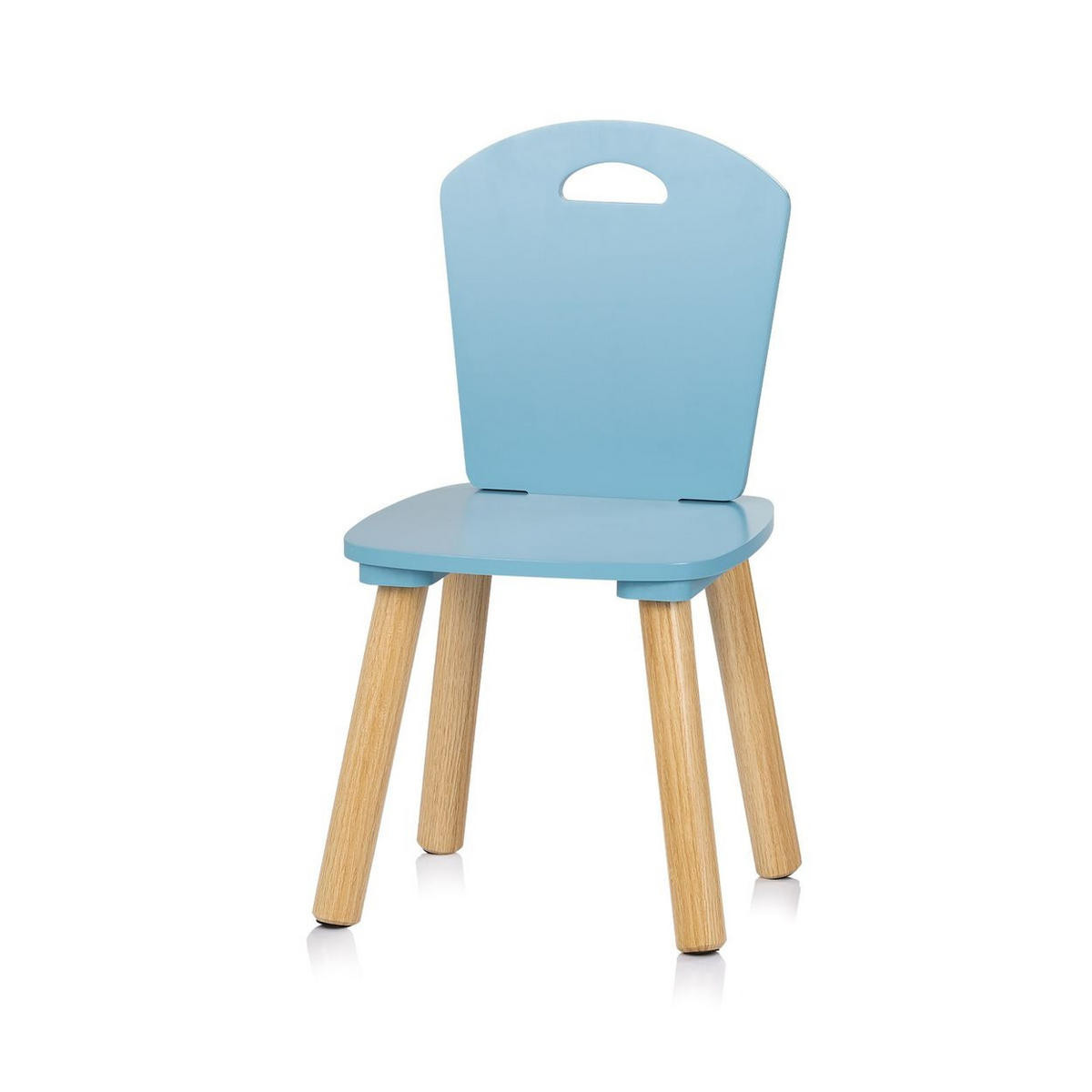 KINDERSITZGRUPPE 3-teilig blau 55 x 55 cm, Holztisch, 2 Holzstühle, Kiefernholzbeine, weiß, 3-teilig - Blau, Holzwerkstoff (55/45/55cm) - Chipolino
