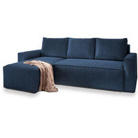 ROHOVÁ SEDAČKA POTARO modrá - šedá/modrá, dřevo/textil (232/140cm) - MASSENO