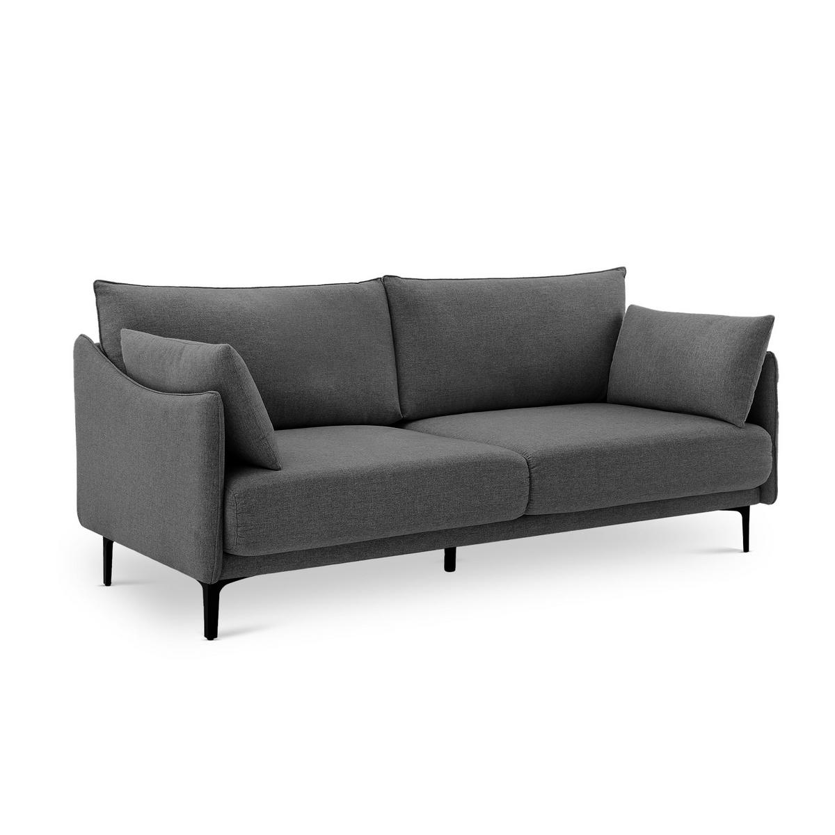 3-SITZER-SOFA Sasha Industrielles aus dunkelgrauem Stoff - Dunkelgrau/Hellgrau, Holzwerkstoff/Textil (203/86/85cm) - Sicaan