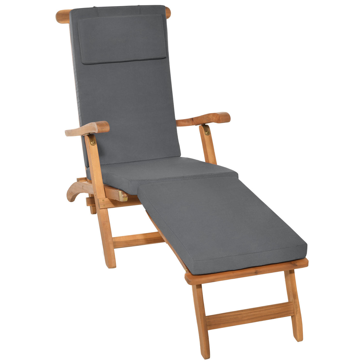 Beautissu Deckchairauflage Grau 45x5x175 cm