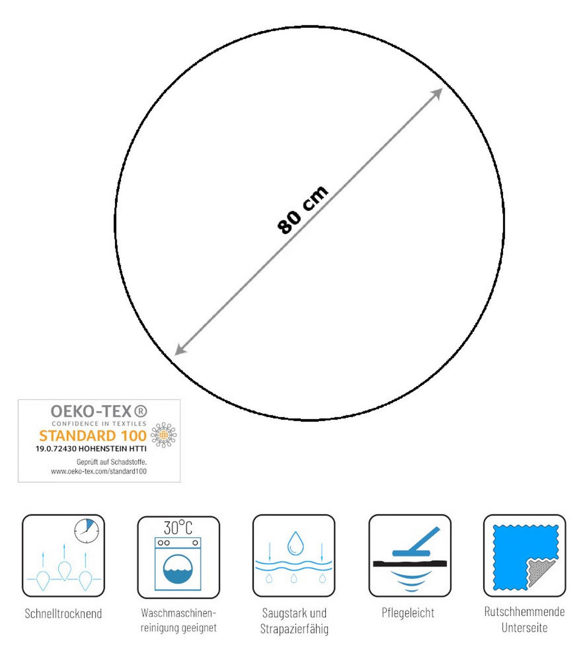 BADTEPPICH rund VIP Lounge Ø 80 cm - Goldfarben, Textil (80/80cm) - Sanilo