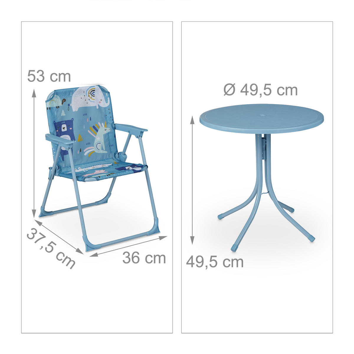 CAMPING-KINDERSITZGRUPPE - Blau, Kunststoff/Textil - Relaxdays