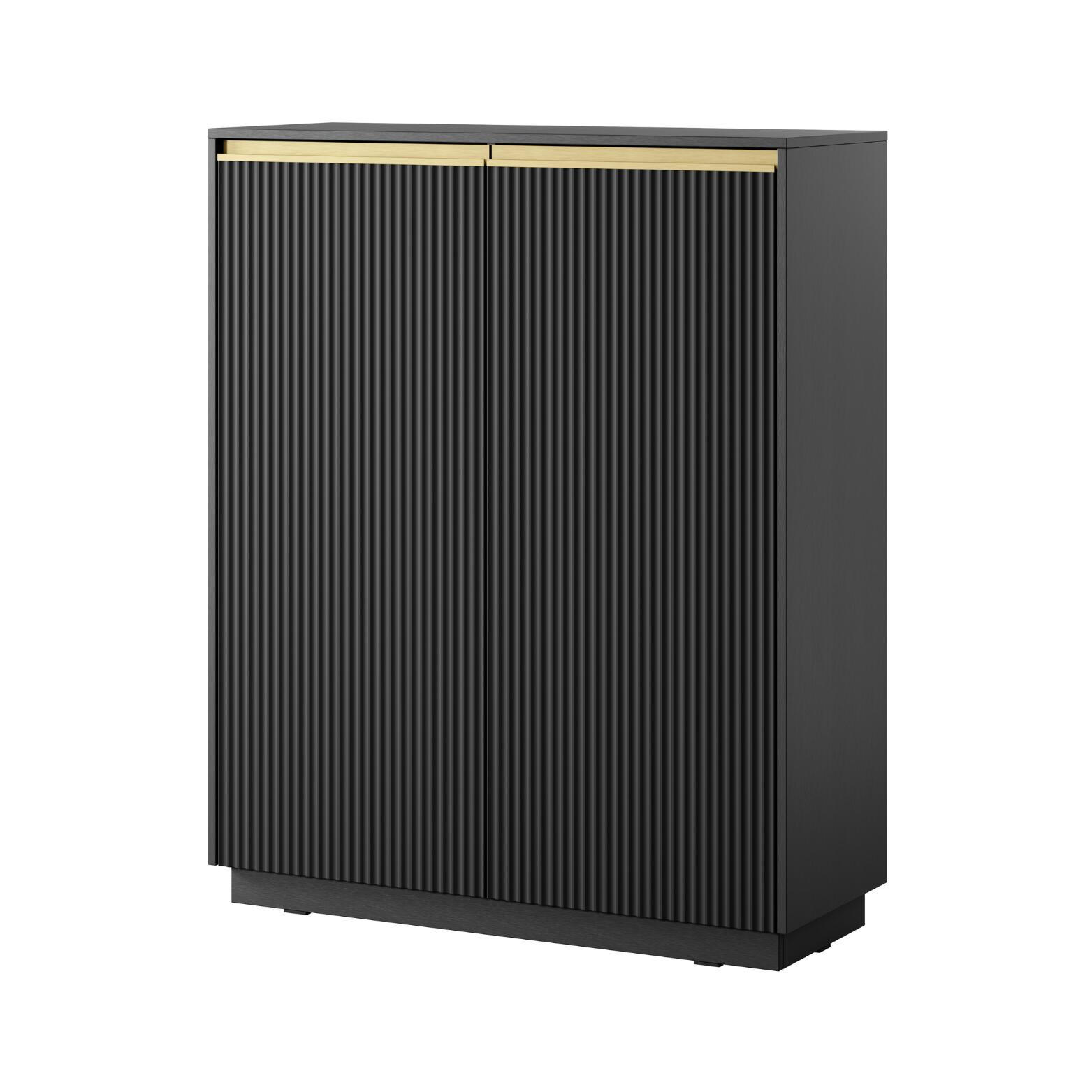 SIDEBOARD ROYAL Schwarz, Gold 104x39x127 cm - Goldfarben/Schwarz, Holzwerkstoff (104/127/39cm) - FURNLUX