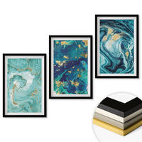 WANDBILDER 3er-Set - 40x60 cm Schwarzer Rahmen - Abstraktion von Türkisfarbe - Schwarz, Kunststoff (40/60cm) - ArtPrintCave