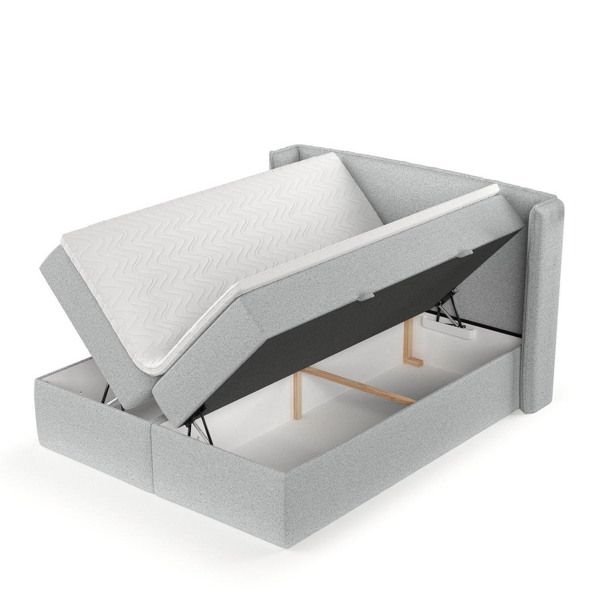 BOXBETT Viva 180/200 cm Hellgrau im Riva Stoff - Hellgrau/Schwarz, Holz/Holzwerkstoff (180/200cm) - AltaBeds