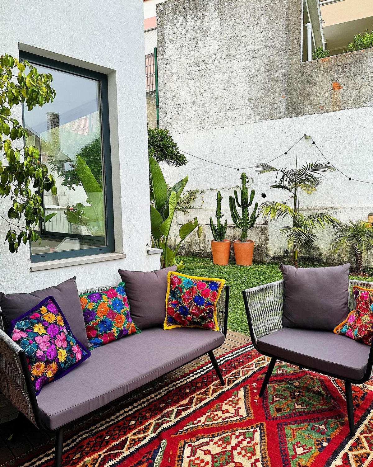 LOUNGE SADA 4-místná Ratan Šedá Ragusa - šedá, plast - Beliani