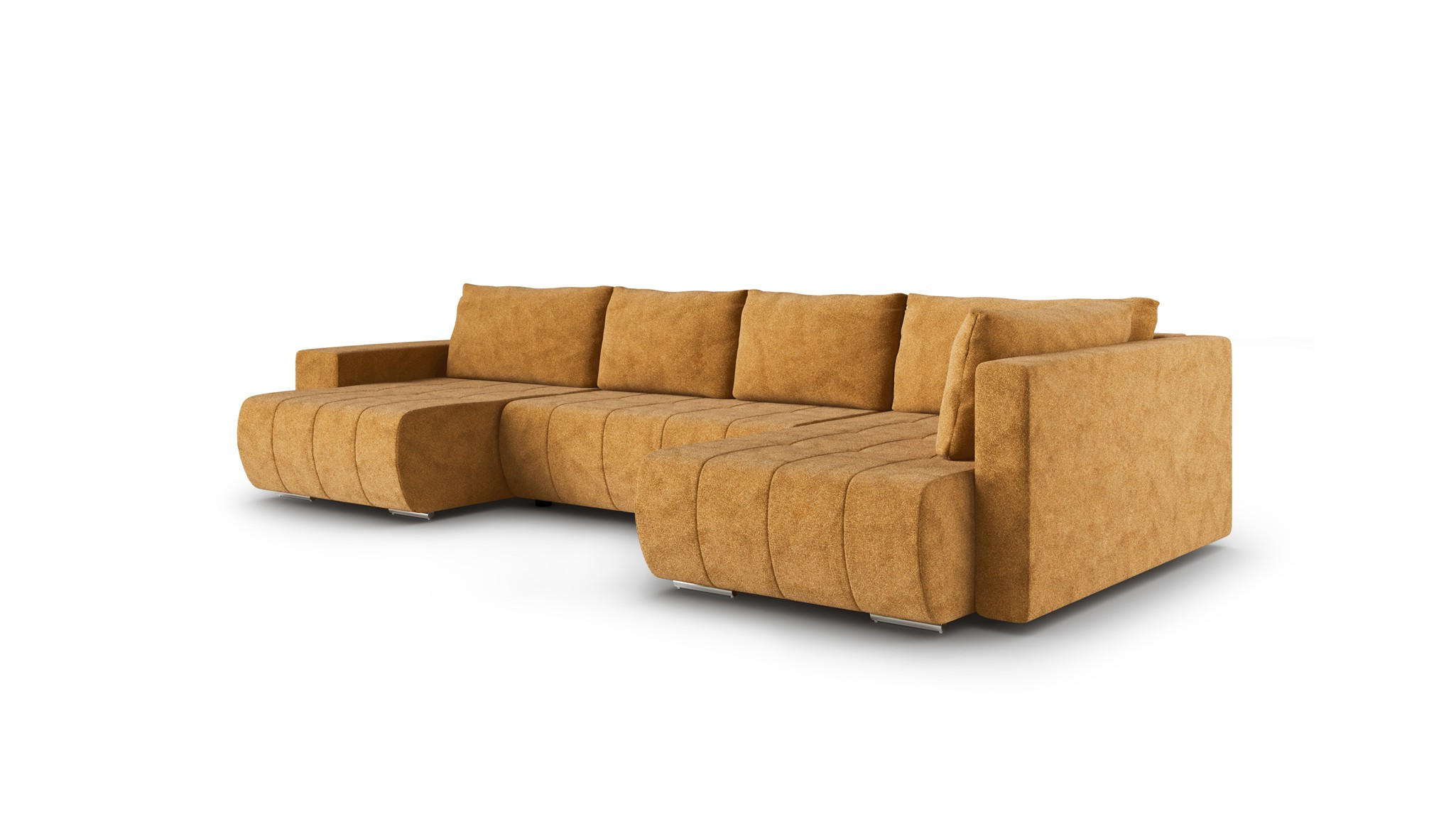 WOHNLANDSCHAFT Armanda - Gelb, Holzwerkstoff/Textil (185/83/392cm) - Fun Möbel