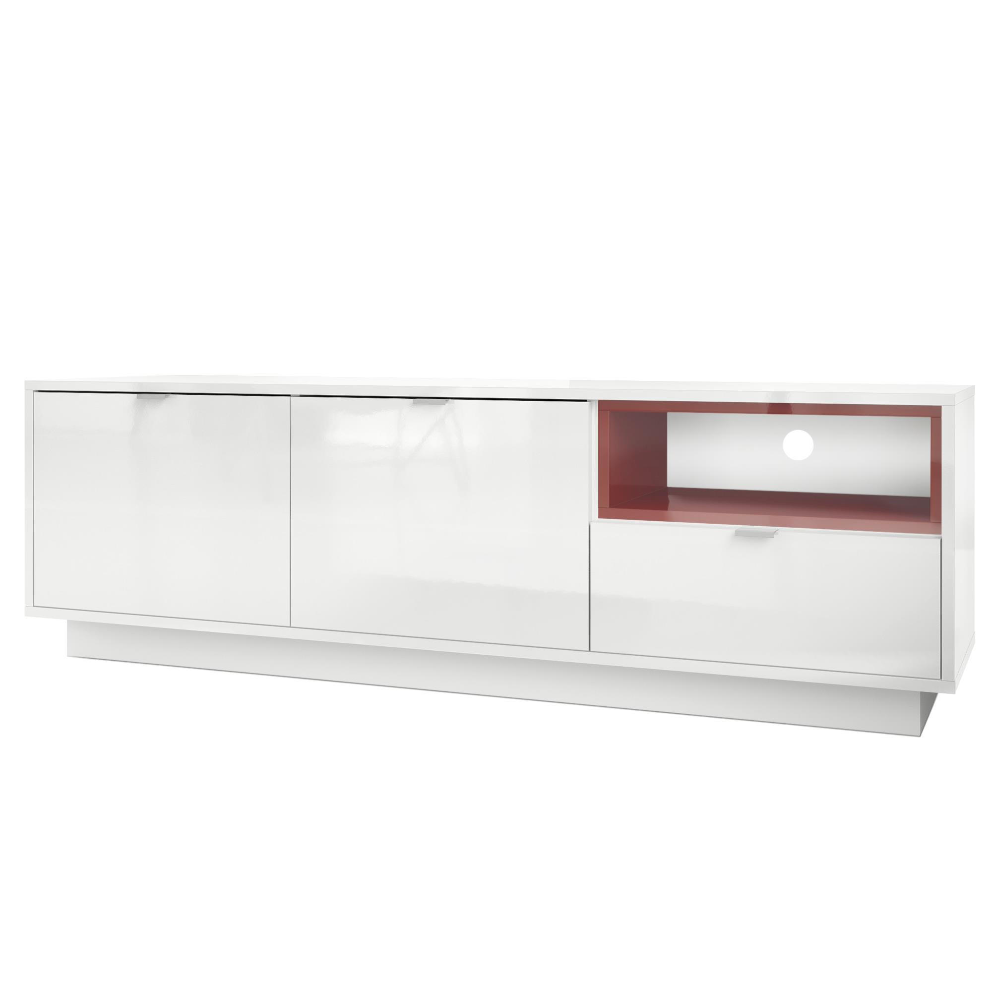 LOWBOARD Metro Einsatz in Bordeaux Hochglanz - Bordeaux, Holzwerkstoff (153/48/38cm) - Vladon