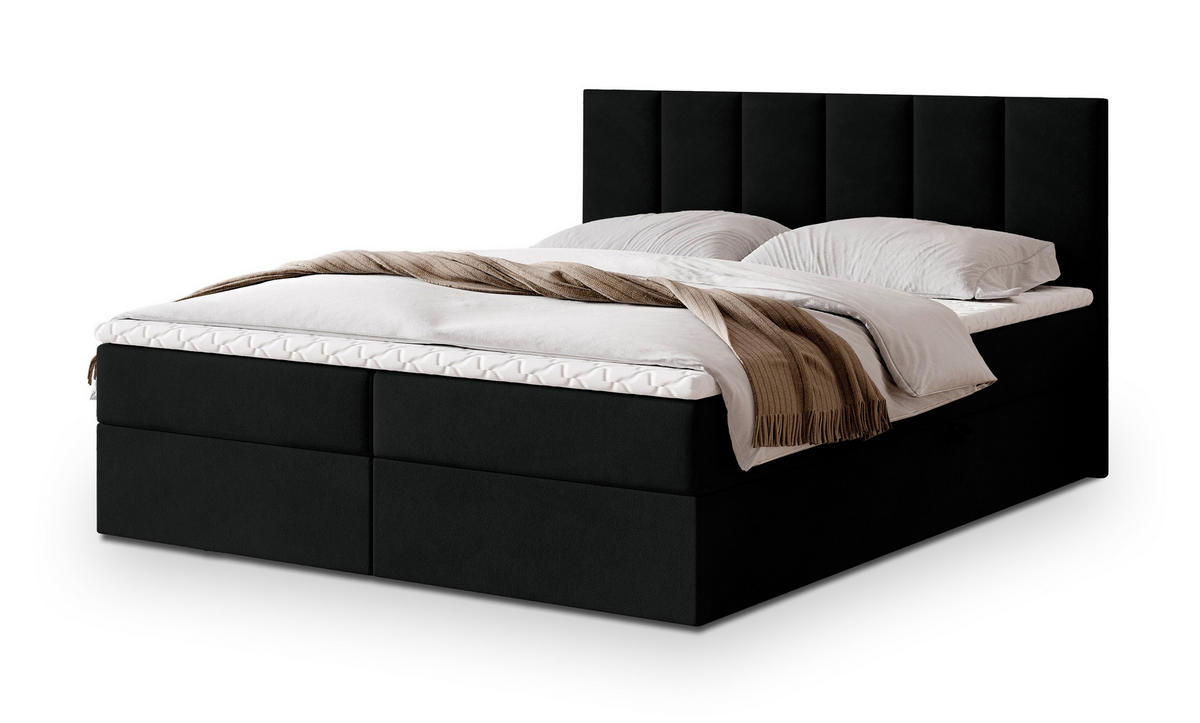 POSTEL BOXSPRING MERIL 140x200 cm, s matrací a úložným prostorem, černá - černá, kompozitní dřevo/textil (140/200cm) - MASSENO