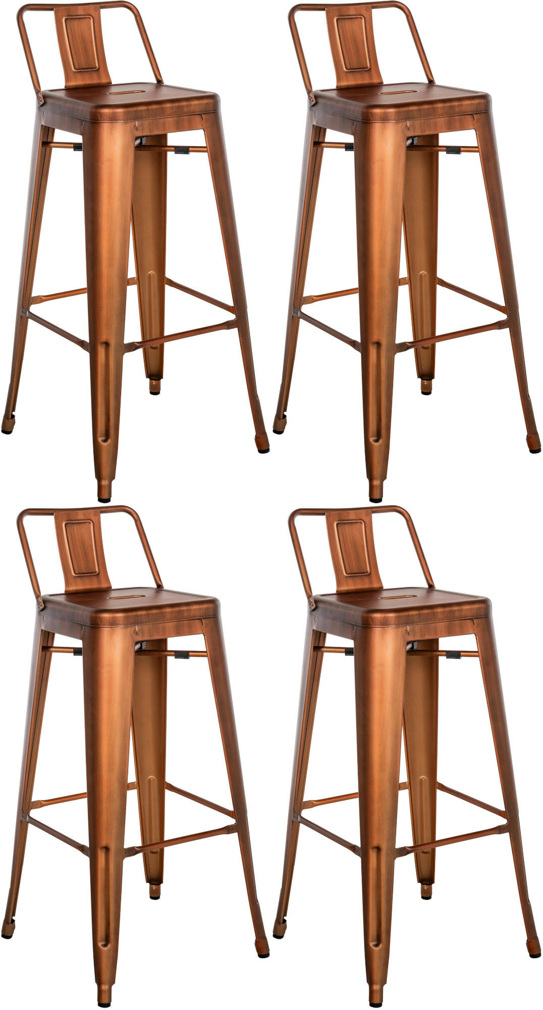 BARHOCKER 4er Set Metall kupfer - Kupferfarben, Metall (44/96/43cm) - CLP