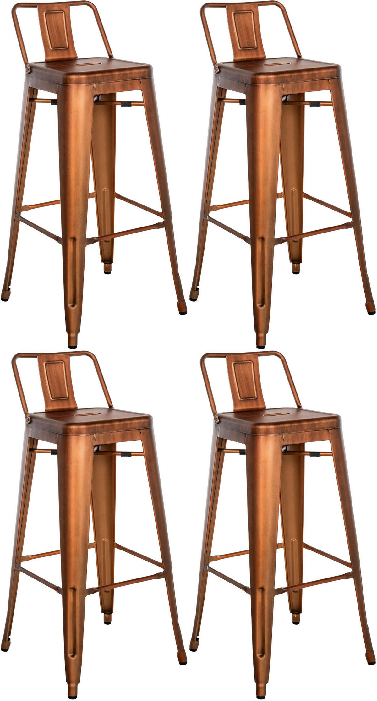 BARHOCKER 4er Set Metall kupfer - Kupferfarben, Metall (44/96/43cm) - CLP